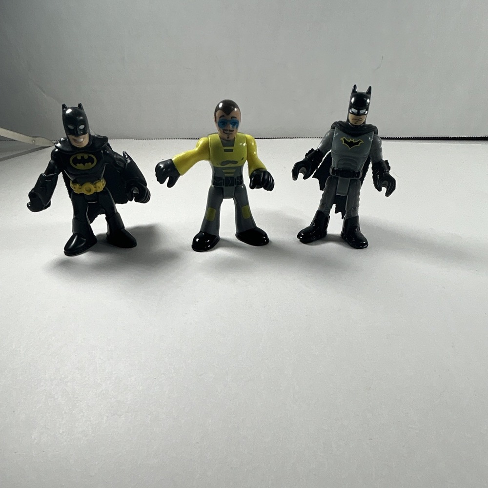 Batman Lot 3 Mini Action Figures Plastic Black Gray DC Comics